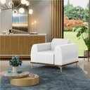 Ver imagem 2 de Kit 02 Poltronas Decorativas Base De Madeira e Pés D'Ouro Molino D02 Corano Branco C-12 - Lyam