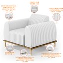 Ver imagem 4 de Kit 02 Poltronas Decorativas Base De Madeira e Pés D'Ouro Molino D02 Corano Branco C-12 - Lyam