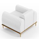 Ver mais imagens de Kit 02 Poltronas Decorativas Base De Madeira e Pés D'Ouro Molino D02 Corano Branco C-12 - Lyam
