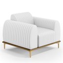 Ver imagem 3 de Kit 02 Poltronas Decorativas Base De Madeira e Pés D'Ouro Molino D02 Corano Branco C-12 - Lyam