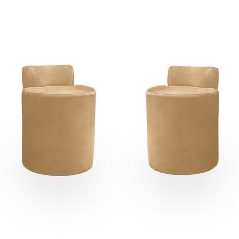 Kit Puff Banqueta Alto Confortável Reforçado Minimalista Roma Suede