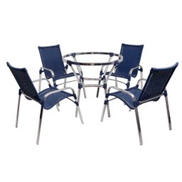 Kit 4 Cadeiras e Mesa, 2 Espreguiçadeiras, 1 Balanço Ninho e 1 Chaise em Alumínio - Azul Turquia - 7 Kit 4 Cadeiras e Mesa, 2 Espreguiçadeiras, 1 Balanço Ninho e 1 Chaise em Alumínio - Azul Turquia - 7