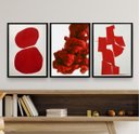 Ver imagem 2 de Kit 3 Quadros Decorativos Vermelhos- Arte Moderna 33x24cm - com Vidro:madeira Preta