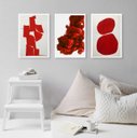 Ver imagem 1 de Kit 3 Quadros Decorativos Vermelhos- Arte Moderna 33x24cm - com Vidro:madeira Preta