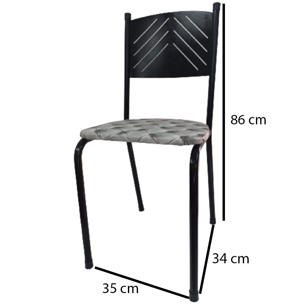 Kit 6 Cadeira Preta para Cozinha Jantar Metal Tubular Almofadada Assento Captone Medcombo - 3