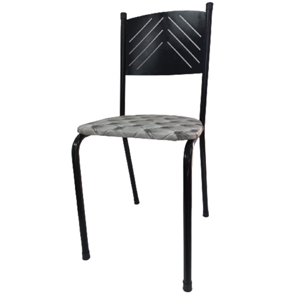 Kit 6 Cadeira Preta para Cozinha Jantar Metal Tubular Almofadada Assento Captone Medcombo - 2
