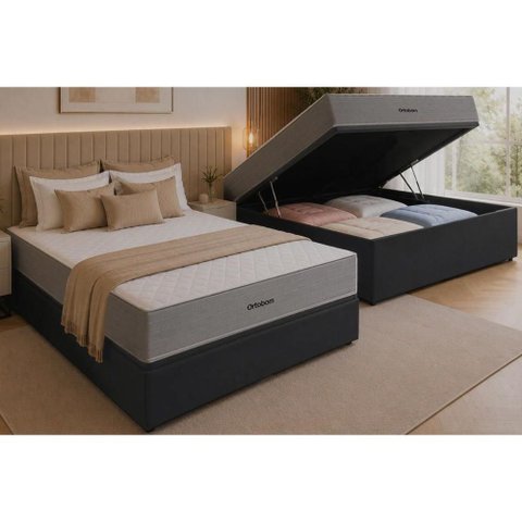 Cama Box Baú Crc Casal +Colchão Molas Super Pocket Venno Ortobom 138x188