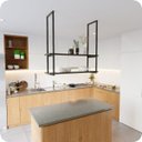 Ver imagem 2 de Nicho Preto Prateleira Suspensa Teto Cozinha Preta 100cm