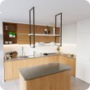 Ver imagem 2 de Nicho Preto Prateleira Suspensa Teto Cozinha Branca 60cm