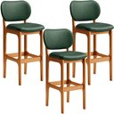 Ver imagem 1 de Kit 3 Banquetas Alta Bar Cozinha Sala Jantar Fixa Betta L02 Imbuia Facto Verde Musgo - Lyam Decor