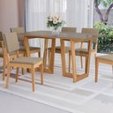 Ver imagem 3 de Conjunto Sala de Jantar Dora em Madeira Maciça 6 Cadeiras Linho Fendi
