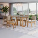 Ver imagem 1 de Conjunto Sala de Jantar Dora em Madeira Maciça 6 Cadeiras Linho Fendi