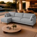 Ver imagem 3 de Sofá Sala de Estar Atena Chaise Esquerdo Pés de Ferro 284cm 5 Lugares Linho Cinza M1 - Monari Design