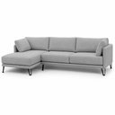 Ver imagem 1 de Sofá Sala de Estar Atena Chaise Esquerdo Pés de Ferro 284cm 5 Lugares Linho Cinza M1 - Monari Design