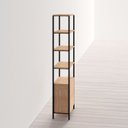 Ver imagem 3 de ESTANTE ABERTA EM METAL E MADEIRA COM PRATELEIRAS ABERTAS E NICHO COM PORTAS