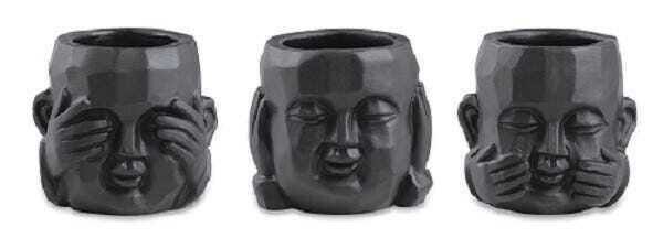 Kit Cachepot Preto em Cimento - 3 Pças - 1