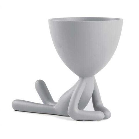Vaso Boneco Bob Cinza em Poliresina