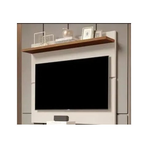 Painel Suspenso Flutuante Home TV até 46 Polegadas Prateleira Superior Vivare New 1.08:Off White/Fre