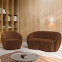 Ver imagem 1 de Conjunto 1 Sofá Living 160cm e 1 Poltrona Decorativa Sala de Estar Íbis Encosto Fixo Veludo Marrom G