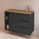 Ver imagem 1 de Balcão Gabinete de Banheiro Suspenso 80 Belagavi 1 Porta 3 Gavetas e Nichos