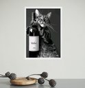 Ver imagem 1 de Quadro Decorativo Gato com Garrafa de Vinho 45x34cm - com Vidro:moldura Branca