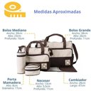 Ver imagem 7 de Kit Bolsa Maternidade Mochila Bebe Trocador Porta Mamadeira Papinha 5 Peças Mala Luxo Impermeavel Me