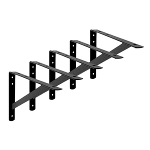 5x Suporte Mão Francesa Reforçada Preta 25cm