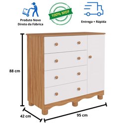 Cômoda Junior 1 Porta Lisa 100% Mdf Moveis Peroba Amendoa/branco - 6