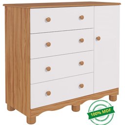 Cômoda Junior 1 Porta Lisa 100% Mdf Moveis Peroba Amendoa/branco - 7