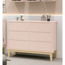 Ver imagem 2 de Cômoda 6 Gavetas Classic New Rosa Fosco com Natural - MoveisAqui