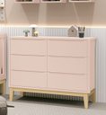 Ver imagem 2 de Cômoda 6 Gavetas Classic New Rosa Fosco com Natural - MoveisAqui