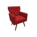 Ver imagem 3 de Kit Namoradeira + 2 Poltronas Decorativa Aurora + Puff Redondo Suede Vermelho Pés Madeira Mz Decor