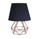 Ver imagem 1 de Abajur de mesa aramado diamante Preto cobre cúpula algodão