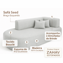 Ver imagem 7 de Sofá Orgânico Divã Estofado Sala Recepção Seed 180 Cm Zahav:cinza/ Bouclé Braça do Lado Esquerdo