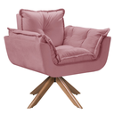 Ver imagem 1 de Poltrona Opala Giratória Madeira Suede Rosa