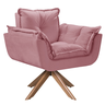 Poltrona Opala Giratória Madeira Suede Rosa - 1