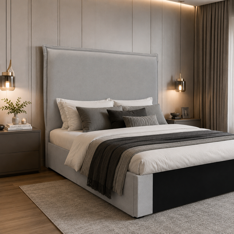 Cabeceira Viena Linho para Cama de Casal 1,40 Bz Home Decor Cinza-Claro