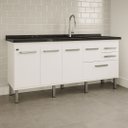 Ver imagem 2 de Gabinete de Cozinha 174cm Branco Balcão 3 Gavetas 100% MDF:Branco