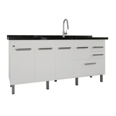 Gabinete de Cozinha 174cm Branco Balcão 3 Gavetas 100% MDF:Branco
