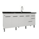 Ver imagem 1 de Gabinete de Cozinha 174cm Branco Balcão 3 Gavetas 100% MDF:Branco