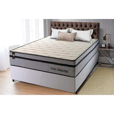 Conjunto Cama Box Casal c/ Molas Ensacadas Preston Branco 138x188x71