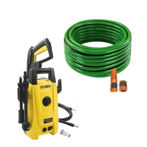 Lavadora Lava Jato Alta Pressão 1200w 220v + Mangueira Verde Pvc 15m com Acessórios Tramontina