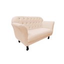 Ver imagem 4 de Namoradeira Decorativa Dália Couro Bege 2 Lugares Pés Madeira Mz Decor