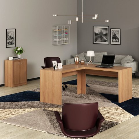 Conjunto de Escritório com Escrivaninha 02 pç CJ43018-059 Tecno Móbili - Tecno Móbili Amêndoa