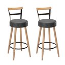 Ver imagem 1 de Kit 2 Banquetas Alta Clark Balcão Bar Bancada Bistrô Gourmet Estrutura Pés Madeira Natural - Cores -