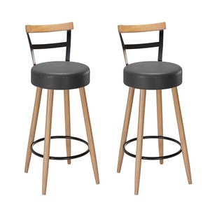 Kit 2 Banquetas Alta Clark Balcão Bar Bancada Bistrô Gourmet Estrutura Pés Madeira Natural - Cores -