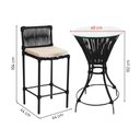 Ver imagem 4 de Conjunto 2 Banquetas e Bistrô com Tampo de Vidro em Aço e Corda Náutica Preto Baré Assento Bege