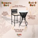 Ver imagem 3 de Conjunto 2 Banquetas e Bistrô com Tampo de Vidro em Aço e Corda Náutica Preto Baré Assento Bege