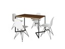 Ver imagem 2 de Mesa Industrial Base Ferro Preto em V Tampo 137x90 Amendoa 4 Cadeiras Eames Assento Branco Ferro P