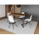 Ver imagem 1 de Mesa Industrial Base Ferro Preto em V Tampo 137x90 Amendoa 4 Cadeiras Eames Assento Branco Ferro P